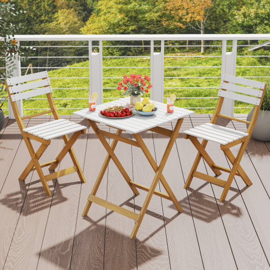 3 Piece Folding Patio Bistro Set with Foldable Design Acacia Wood Porch Chairs and Square Table LuxuryLifeWay Online Store