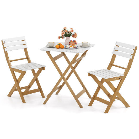 3 Piece Folding Patio Bistro Set with Foldable Design Acacia Wood Porch Chairs and Square Table LuxuryLifeWay Online Store
