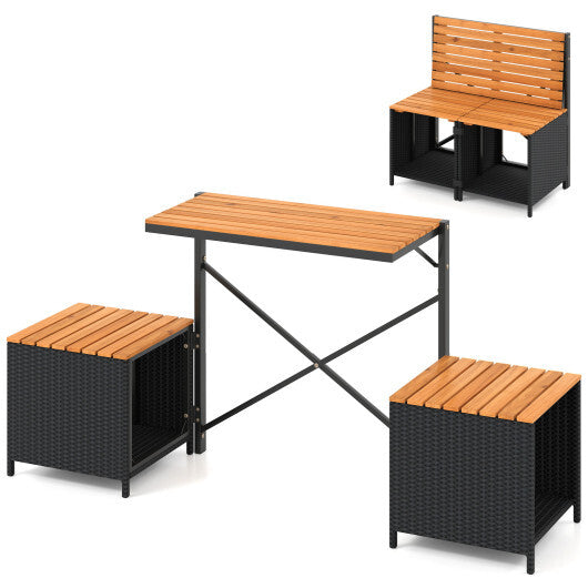 2-in-1 Transforming Picnic Table and Chairs Set with Storage LuxuryLifeWay Online Store