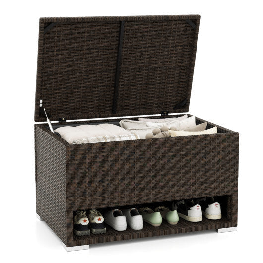 PE Rattan Storage Bin with Waterproof Liner for Patio Cushions LuxuryLifeWay Online Store
