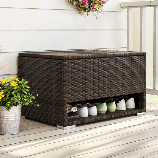 PE Rattan Storage Bin with Waterproof Liner for Patio Cushions LuxuryLifeWay Online Store