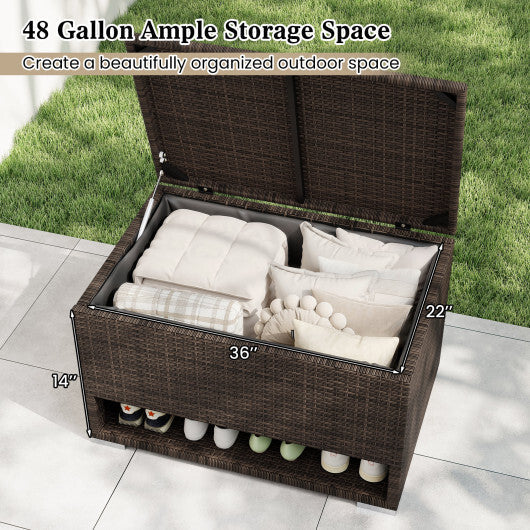 PE Rattan Storage Bin with Waterproof Liner for Patio Cushions LuxuryLifeWay Online Store