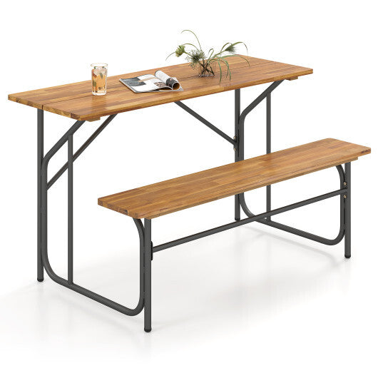 Acacia Wood Patio Table Bench for 2 People One-Side Picnic Table LuxuryLifeWay Online Store