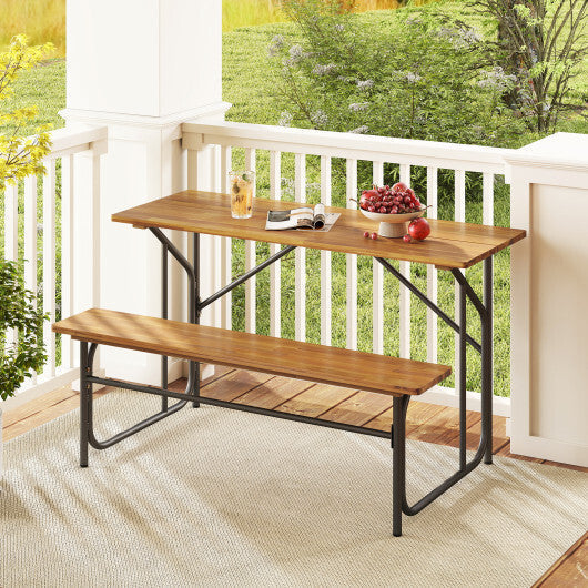 Acacia Wood Patio Table Bench for 2 People One-Side Picnic Table LuxuryLifeWay Online Store