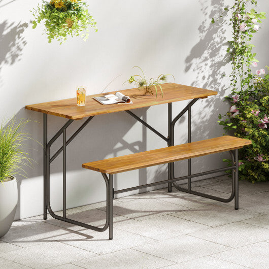 Acacia Wood Patio Table Bench for 2 People One-Side Picnic Table LuxuryLifeWay Online Store
