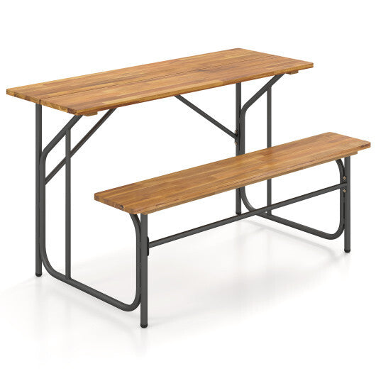 Acacia Wood Patio Table Bench for 2 People One-Side Picnic Table LuxuryLifeWay Online Store