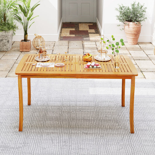 63 inch Outdoor Dining Table with Umbrella Hole Farmhouse Bistro Dinette Furniture LuxuryLifeWay Online Store