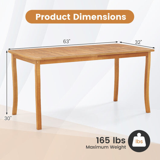 63 inch Outdoor Dining Table with Umbrella Hole Farmhouse Bistro Dinette Furniture LuxuryLifeWay Online Store