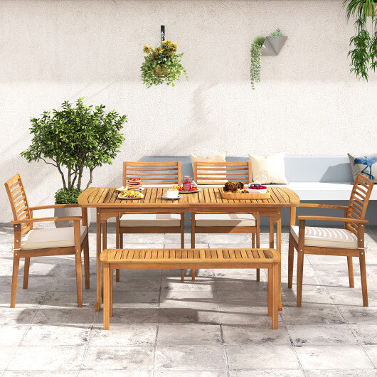 Outdoor Patio Dining Chairs Set of 2 with Removable Padded Cushion and Slatted Backrest-Beige LuxuryLifeWay Online Store