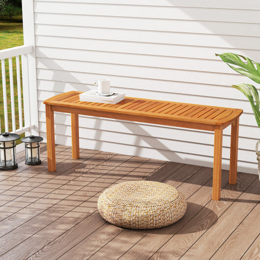 Set of 2 Acacia wood outdoor bench with slatted seat for garden LuxuryLifeWay Online Store