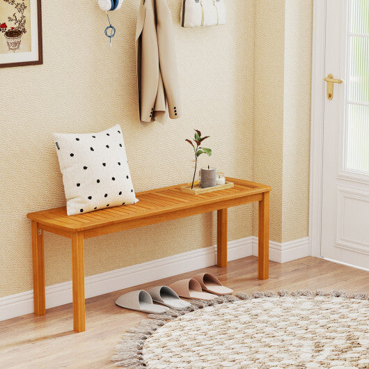 Set of 2 Acacia wood outdoor bench with slatted seat for garden LuxuryLifeWay Online Store