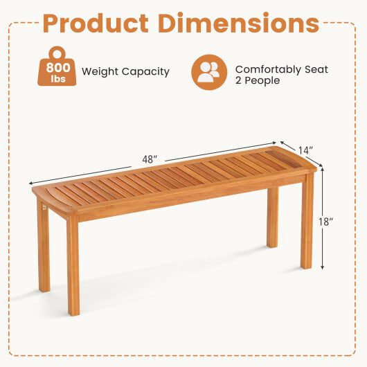 Set of 2 Acacia wood outdoor bench with slatted seat for garden LuxuryLifeWay Online Store