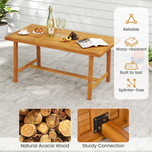 Acacia Wood Dining Table for 6 People Heavy-Duty Indoor Outdoor LuxuryLifeWay Online Store