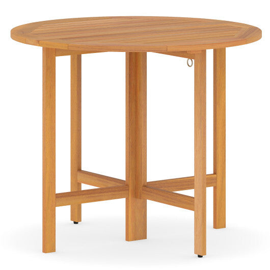 36 Inches Outdoor Folding Round Dining Table with Slatted Tabletop LuxuryLifeWay Online Store