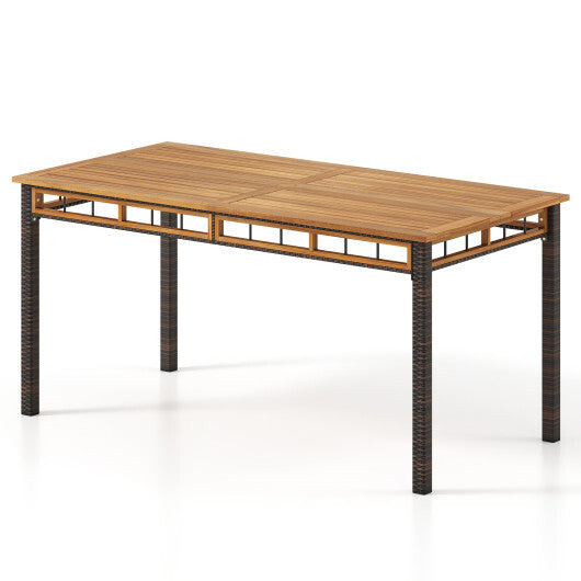 63" Outdoor Dining Table with Acacia Wood Slatted Tabletop LuxuryLifeWay Online Store