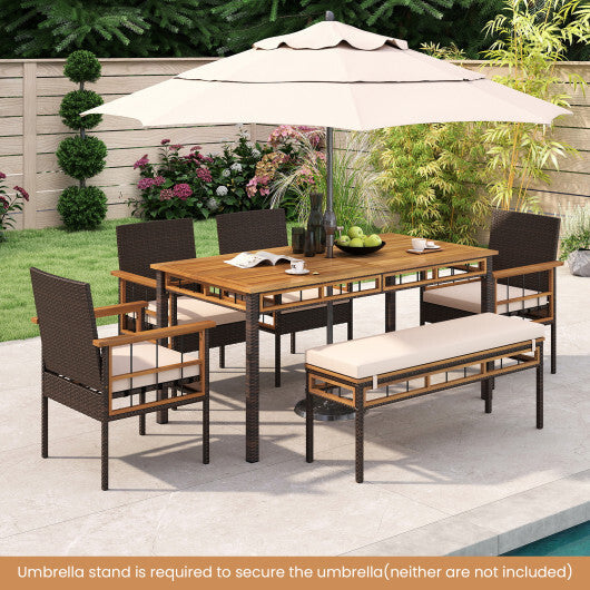 63" Outdoor Dining Table with Acacia Wood Slatted Tabletop LuxuryLifeWay Online Store