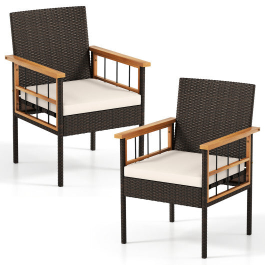 Patio Dining Chairs Set of 2 with Soft Cushions-White LuxuryLifeWay Online Store