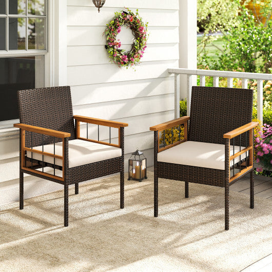 Patio Dining Chairs Set of 2 with Soft Cushions-White LuxuryLifeWay Online Store
