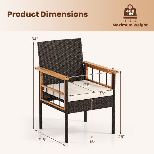 Patio Dining Chairs Set of 2 with Soft Cushions-White LuxuryLifeWay Online Store