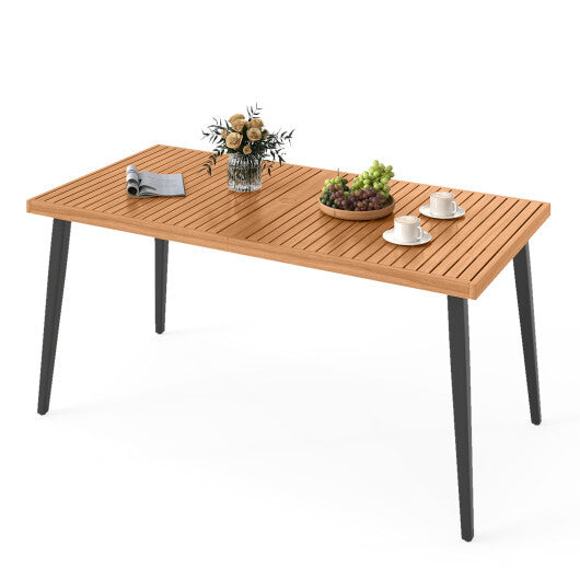 63 Inches Outdoor Indoor Dining Table with 1.97 Inches Umbrella Hole and Metal Legs LuxuryLifeWay Online Store