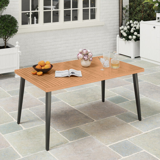 63 Inches Outdoor Indoor Dining Table with 1.97 Inches Umbrella Hole and Metal Legs LuxuryLifeWay Online Store
