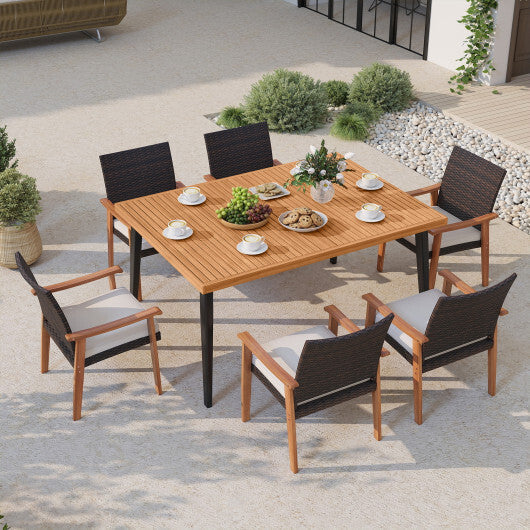 63 Inches Outdoor Indoor Dining Table with 1.97 Inches Umbrella Hole and Metal Legs LuxuryLifeWay Online Store