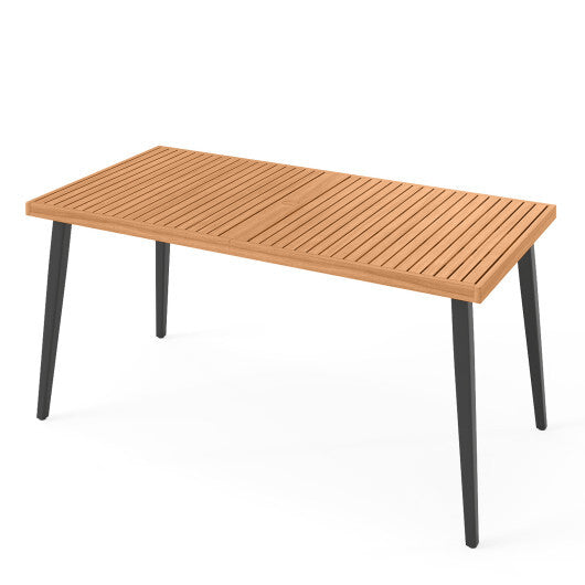 63 Inches Outdoor Indoor Dining Table with 1.97 Inches Umbrella Hole and Metal Legs LuxuryLifeWay Online Store