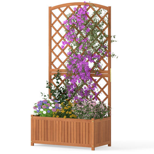 Wooden Raised Garden Bed with Trellis 63 Inch Tall Garden Planter