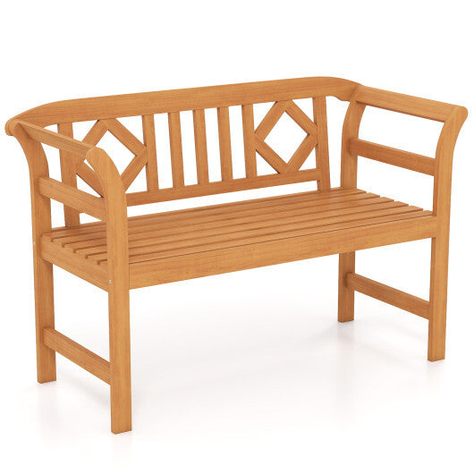 Acacia Wood 2-Person Patio Loveseat with Backrest and Armrests for Porch LuxuryLifeWay Online Store