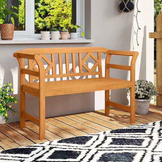 Acacia Wood 2-Person Patio Loveseat with Backrest and Armrests for Porch LuxuryLifeWay Online Store