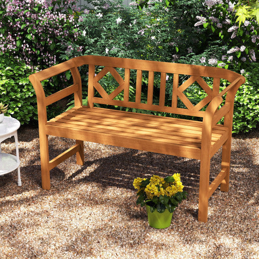 Acacia Wood 2-Person Patio Loveseat with Backrest and Armrests for Porch LuxuryLifeWay Online Store