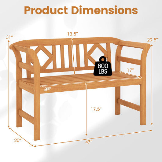Acacia Wood 2-Person Patio Loveseat with Backrest and Armrests for Porch LuxuryLifeWay Online Store