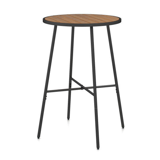 Outdoor Bar Table 41 inch Bar Height Patio Round Table with Acacia Wood Top and Metal Frame LuxuryLifeWay Online Store
