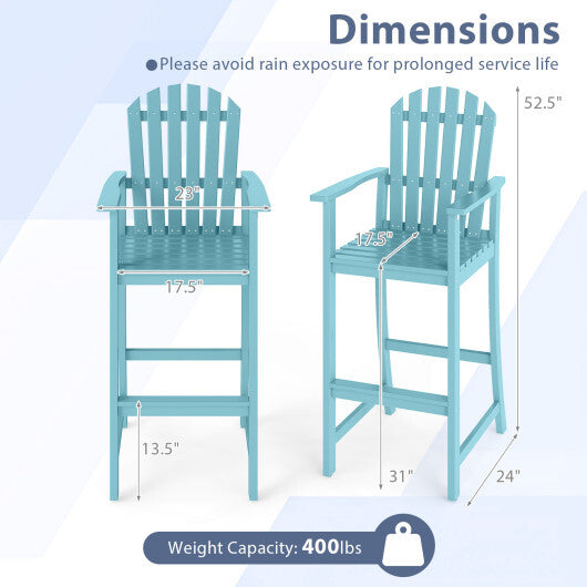 Tall Adirondack Chair with Armrests and Footrest for Deck-Turquoise LuxuryLifeWay Online Store