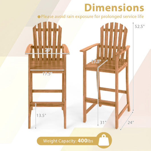 Tall Adirondack Chair with Armrests and Footrest for Deck-Turquoise LuxuryLifeWay Online Store