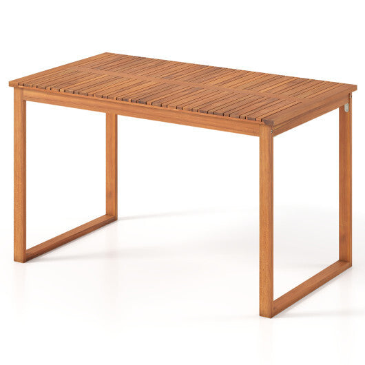 Outdoor Acacia Wood Dining Table with Slatted Tabletop for Garden LuxuryLifeWay Online Store