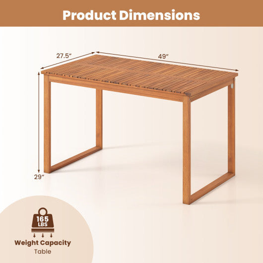 Outdoor Acacia Wood Dining Table with Slatted Tabletop for Garden LuxuryLifeWay Online Store