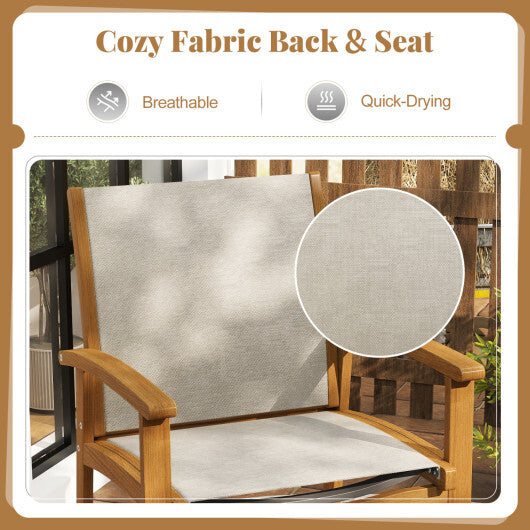 9-Piece Acacia Wood Outdoor Patio Dining Set with 80" Rectangular Table and Breathable Fabric Armchairs-Yellow LuxuryLifeWay Online Store