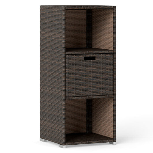 Outdoor Storage Cabinet Patio Wicker Organizer with Drawer-Brown LuxuryLifeWay Online Store