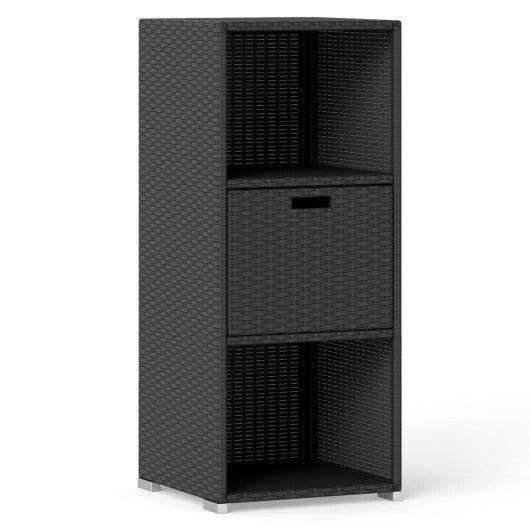 Outdoor Storage Cabinet Patio Wicker Organizer with Drawer-Brown LuxuryLifeWay Online Store