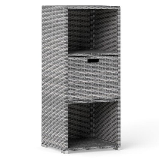 Outdoor Storage Cabinet Patio Wicker Organizer with Drawer-Brown LuxuryLifeWay Online Store