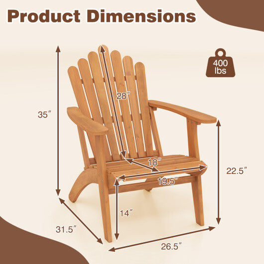 Acacia Wood Outdoor Patio Chair with 400 lbs Weight Capacity-Natural LuxuryLifeWay Online Store