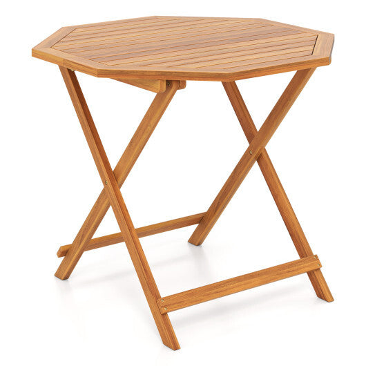 Acacia Wood Outdoor Folding Dining Table for 4 Octagonal with Slatted Tabletop LuxuryLifeWay Online Store