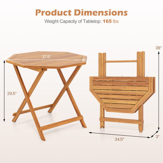 Acacia Wood Outdoor Folding Dining Table for 4 Octagonal with Slatted Tabletop LuxuryLifeWay Online Store