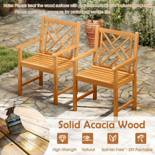 5-Piece Square Patio Dining Set for 4 with Acacia Table & Armchairs for Outdoor LuxuryLifeWay Online Store