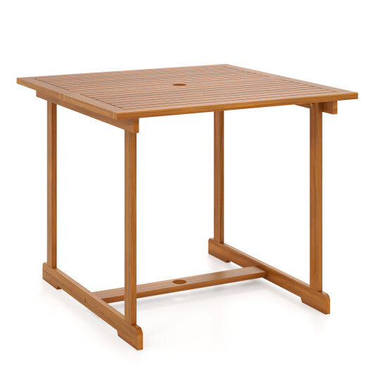 35.5" Acacia Wood Outdoor Dining Table with Umbrella Hole and Reinforced Crossbar for 4 LuxuryLifeWay Online Store