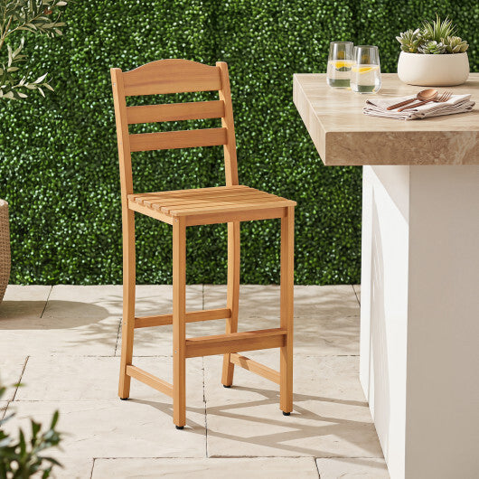 Solid Acacia Wood Bar Stools Heavy-duty Outdoor Barstools with 400 LBS Max Load LuxuryLifeWay Online Store