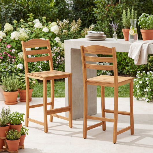 Solid Acacia Wood Bar Stools Heavy-duty Outdoor Barstools with 400 LBS Max Load LuxuryLifeWay Online Store