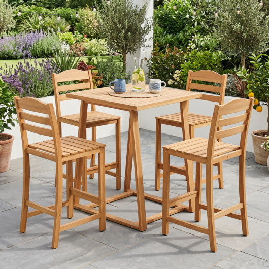 Solid Acacia Wood Bar Stools Heavy-duty Outdoor Barstools with 400 LBS Max Load LuxuryLifeWay Online Store