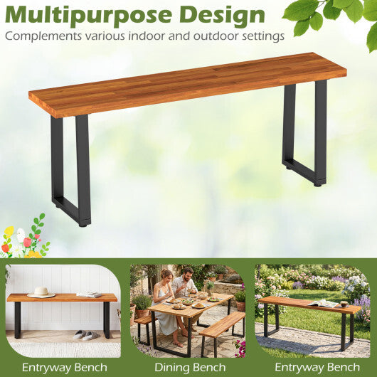 Set of 1 Wood Patio Bench 47.5" Long Dining Bench for Entryway Poolside